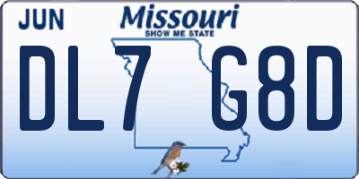 MO license plate DL7G8D