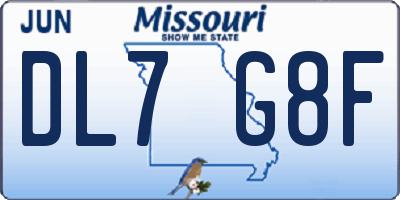 MO license plate DL7G8F