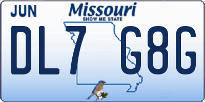 MO license plate DL7G8G