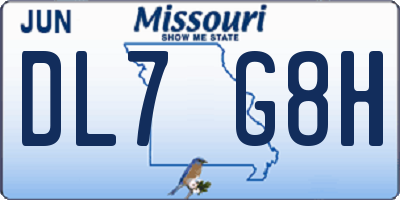 MO license plate DL7G8H