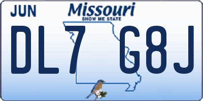 MO license plate DL7G8J