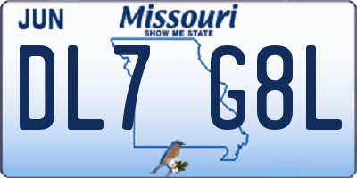 MO license plate DL7G8L