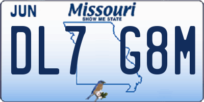 MO license plate DL7G8M