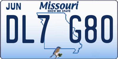 MO license plate DL7G8O