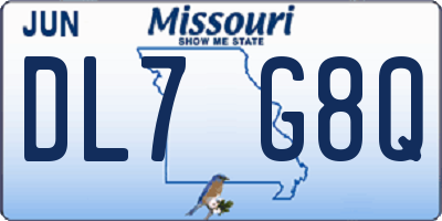 MO license plate DL7G8Q
