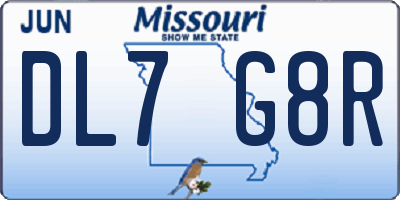MO license plate DL7G8R