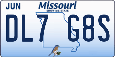MO license plate DL7G8S