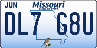 MO license plate DL7G8U