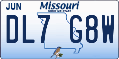 MO license plate DL7G8W