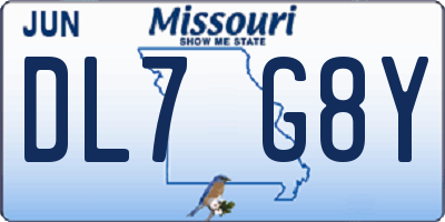 MO license plate DL7G8Y