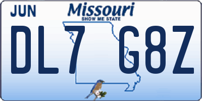 MO license plate DL7G8Z