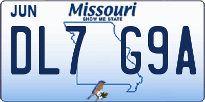MO license plate DL7G9A