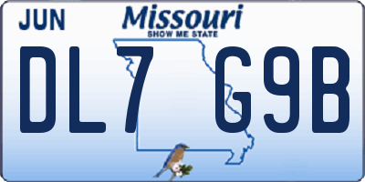 MO license plate DL7G9B