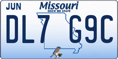 MO license plate DL7G9C