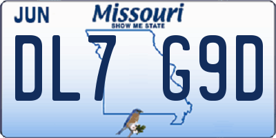 MO license plate DL7G9D