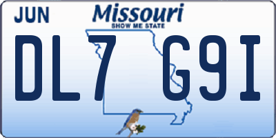 MO license plate DL7G9I