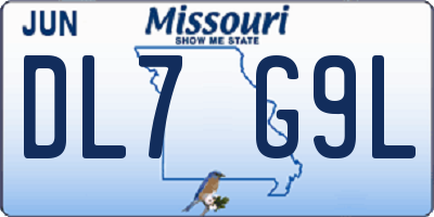 MO license plate DL7G9L