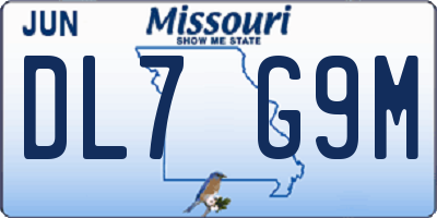 MO license plate DL7G9M
