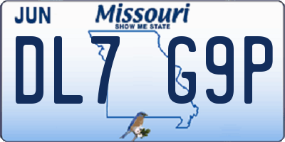 MO license plate DL7G9P