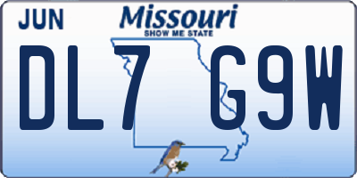 MO license plate DL7G9W