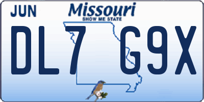 MO license plate DL7G9X