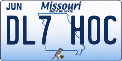 MO license plate DL7H0C
