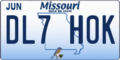 MO license plate DL7H0K