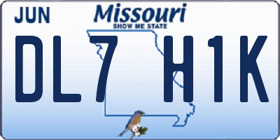 MO license plate DL7H1K