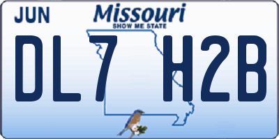 MO license plate DL7H2B