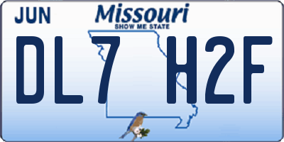 MO license plate DL7H2F