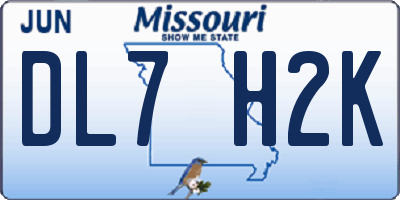 MO license plate DL7H2K