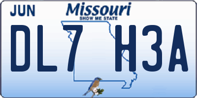 MO license plate DL7H3A