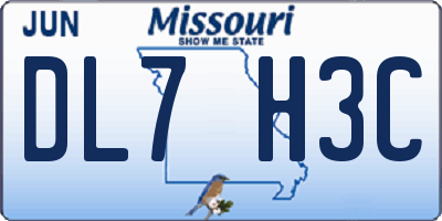 MO license plate DL7H3C