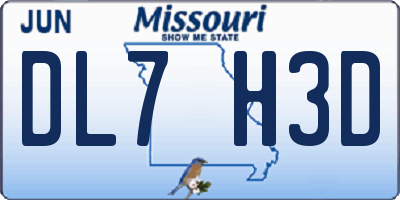 MO license plate DL7H3D