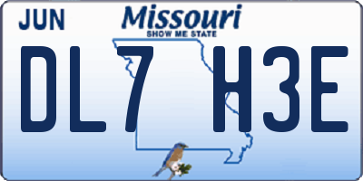 MO license plate DL7H3E