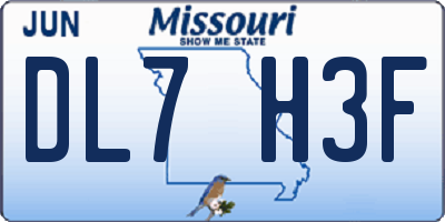 MO license plate DL7H3F
