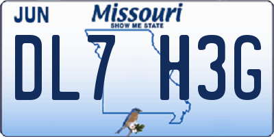 MO license plate DL7H3G