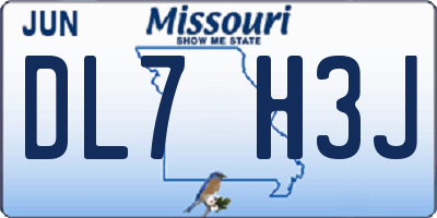 MO license plate DL7H3J