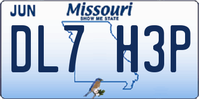 MO license plate DL7H3P