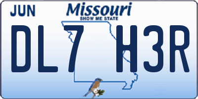 MO license plate DL7H3R
