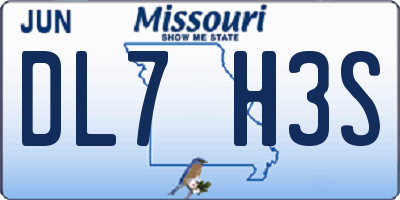 MO license plate DL7H3S