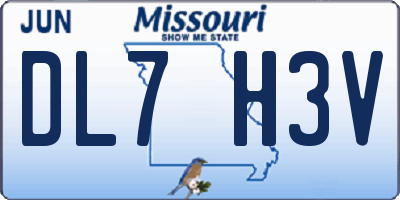 MO license plate DL7H3V