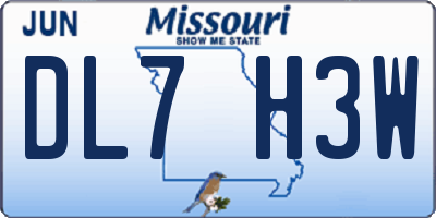 MO license plate DL7H3W