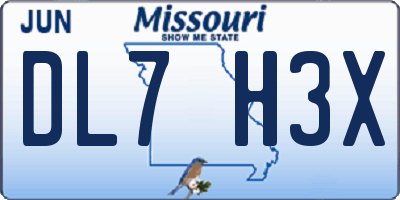 MO license plate DL7H3X