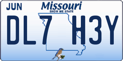 MO license plate DL7H3Y