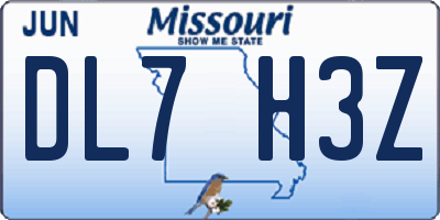 MO license plate DL7H3Z