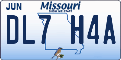 MO license plate DL7H4A