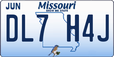 MO license plate DL7H4J