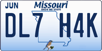 MO license plate DL7H4K