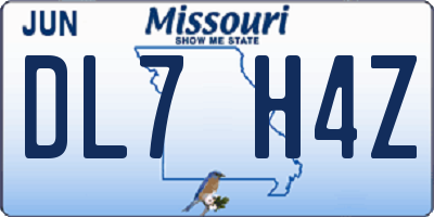 MO license plate DL7H4Z